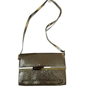 Whiting & Davis Vintage  Gold  Silver 2 Tone Metal Mesh Purse Shoulder Strap USA
